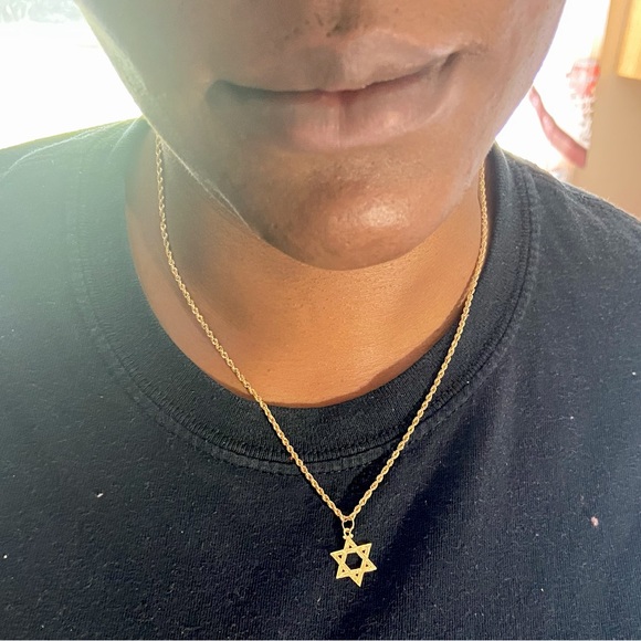 REAL 2mm 10k ROPE GOLD CHAIN 20 INCHES & AND REAL 14k STAR OF DAVID ✡️ STAMPED - Picture 3 of 16